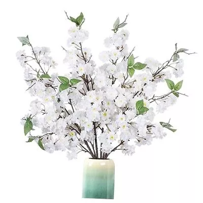 Silk Cherry Blossom Branches 47in Artificial Cherry Blossom Long Stems White • $28.81