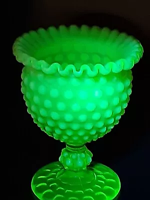 Vintage Imperial Glass Vaseline Hobnail Goblet/Vase • $70