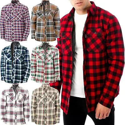 Mens Padded Jackets Quilted Thermal Lined Lumberjack Check Winter Work Shirt • £16.99