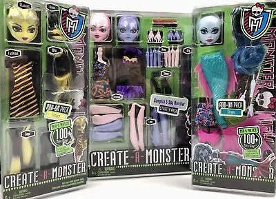 Monster High 2011 Create A Monster Starter Pack + 2 Add-on Packs Good Boxes NRFB • $160.55