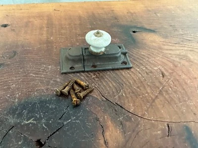 $19.99 • Buy Vintage Plain Porcelain Knob Cabinet Door Bolt Lock Latch W/ Keeper Screws #1238