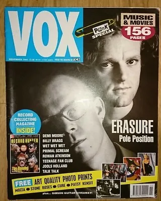 £5.95 • Buy VOX Magazine November 1991 (Erasure, Billy Bragg, Primal Scream)