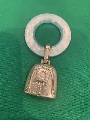 Vintage Sterling Silver Baby Birth Record Bell Rattle Teething Ring 11/25 1969 • $24.99