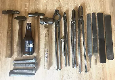 Premium BladeSmith Blacksmith Tool Lot 4-hammers 4 Tongs 4-RR Spikes 4-Files USA • $94