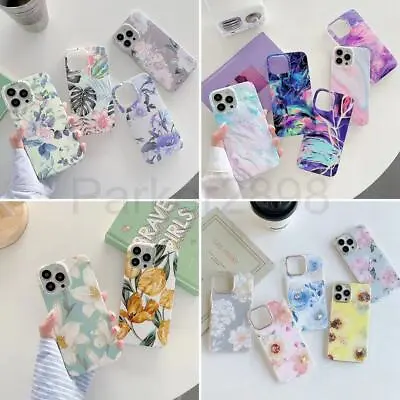For IPhone 13 12 11 Pro XR XS Max 8 7 SE2 Marble Floral Pattern TPU Case Cover • $11.55