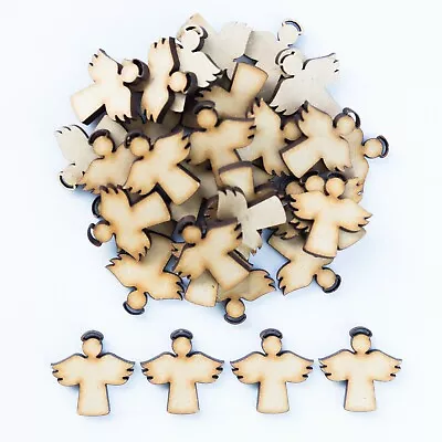 25x MDF 25mm CHRISTMAS ANGEL CRAFT SHAPES TAGS EMBELLISHMENT Wings Wooden HALO • £3.10