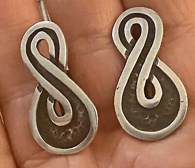 Vtg Margot De Taxco Sterling Silver Overlay “S” Screwback Earrings Rare • $250