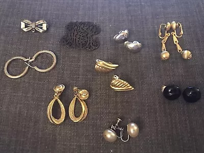 Vintage Lot Of 9 Pieces Custom Jewelry Earrings Brooch .. • $39.99