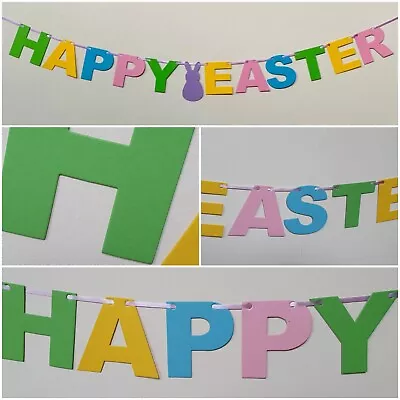 Easter Banner HAPPY EASTER DECORATIONS Bunny Bunting Garland  • £2.99