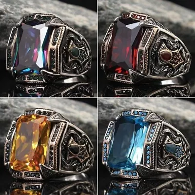 $2.17 • Buy Gorgeous 925 Silver Ring Men's Cubic Zircon Wedding Party Jewelry Gift Size 6-13