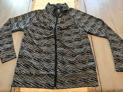 Belabumbum Active Light Dark Gray Animal Print Zip Up Jacket Ruched Sz S M • £23.35