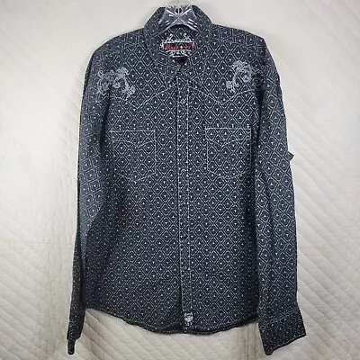 Wrangler Shirt Mens XL Extra Large Black Rock 47 Pearl Snap Long Sleeve Western • $23.88