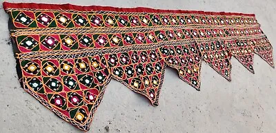 Ethnic Tapestry Mirror Embroidery Rabari Tribal Decor Door Valance Indian Toran • $0.99
