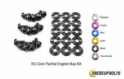 Dress Up Bolts For Civic EG 1992-1995 Titanium Partial Engine Bay Kit Black • $153.99