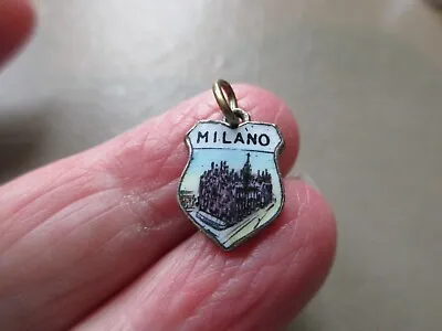 Antique Vintage Silver Tone Enamel Milano Milan European Charm Bracelet Pendant • $12.99