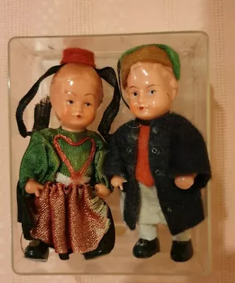 Antique Pair Of Celluloid Miniture Dolls/Traditional German Costumes 30-40s Rare • $98