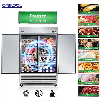 Commercial Reach-In Freezer ORIKOOL 54'' Commercial Freezer 2 Doors 47 Cu.ft US • $2399.96