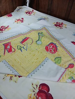 Vintage 1950’s Tablecloth Country Cotton Printed • $5