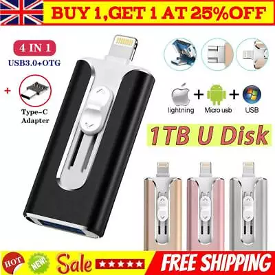1TB USB Flash Drive U Disk 3 In 1 Storage Memory Stick For IPhone IPadPC Android • $25.99