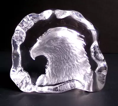 Cristal D'Arques Crystal Etched Bald Eagle Head Profile Paperweight France 3.75  • $19.50