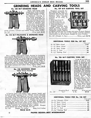 1947 Print Ad Of Millers Falls MF Grinding Heads & Wood Carving Tool Sets • $9.99