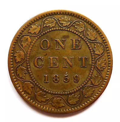 Canada 1 Cent 1859 Victoria Abt Aef Small Die Crack Error Reverse Km#1 • £13.59