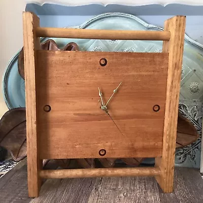 Mid Century Modern Clock Table Clock Wood Minimalist Design 14x12 Ticking • $63.59