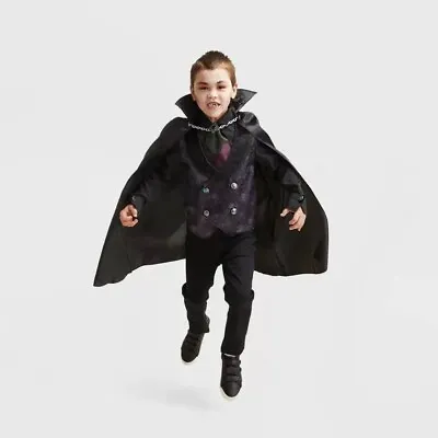 Boys/Girls Vampire Halloween Costume Cape Shirt Vest Gloves - 8-10 Medium #4497 • $17.49