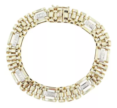 Men's 10KT Yellow & White Gold 0.68 Ctw Round Diamond 8.5  11mm Tennis Bracelet  • $1084.95