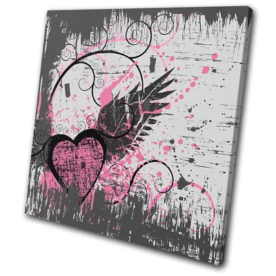 Abstract Grunge Vector Love SINGLE CANVAS WALL ART Picture Print • $69.99