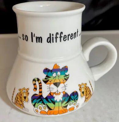 Vintage Tigers Multi-Color/Rainbow “So I’m Different” Ceramic Coffee Travel Mug • $9.99