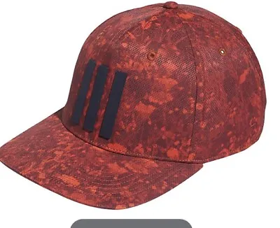 Adidas Golf Tour 3 Stripe Print Baseball Casual Cap . Red Camo • £17.99