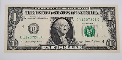 2021 - United States Of America - $1 US Dollar Banknote Serial No. D 11707XXX C • £2.89
