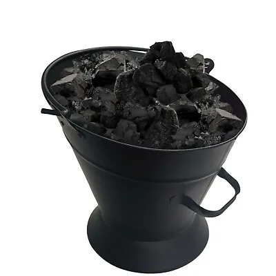 Waterloo Coal Bucket Hod Scuttle Heavy Duty Ash Log Wood Storage Black Fireplace • £17.98