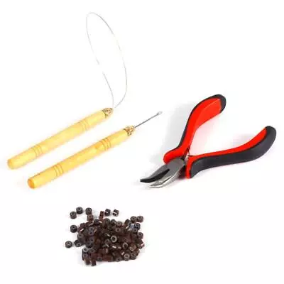 Hair Extension Pliers Kit For Micro Rings Loop Silicone Beads Set 100pcs • £7.55