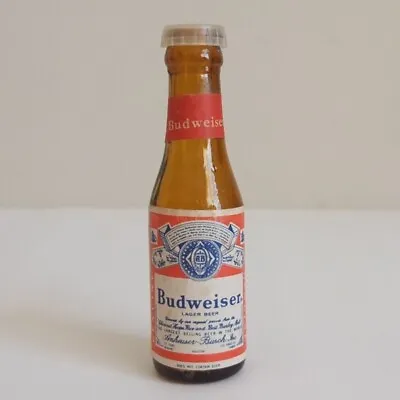 One Vintage Budweiser Lager Beer Mini Glass Bottle Salt Or Pepper Shaker C.1970 • $11.95