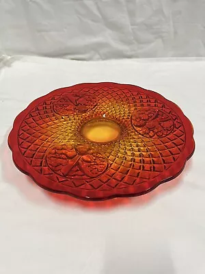 Vintage Amberina Glass Diamond Fruit Pedestal Cake Plate Stand • $65