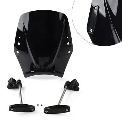 Universal Motorcycle Windshield Wind Screen Deflector Wind Shield Black Plastic • $53.76