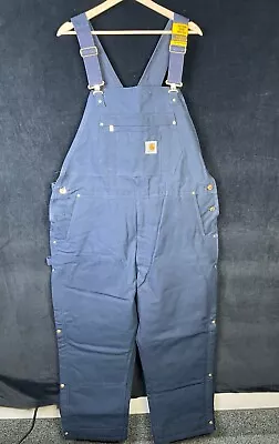 Carhartt Mens Blue Loose Fit Insulated Bib Overall Size XL Short OR4393-M • $35.99