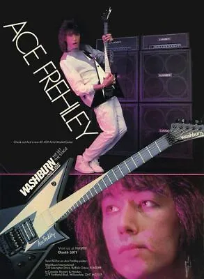 Ace Frehley  Washburn  AF-40V Guitar   Large Promotional Vinyl Poster     Kiss • $40