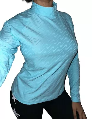 Nike Aqua Blue Sportswear Icon Clash Long Sleeve Mock Neck 3D Swoosh Over Sz L • $9
