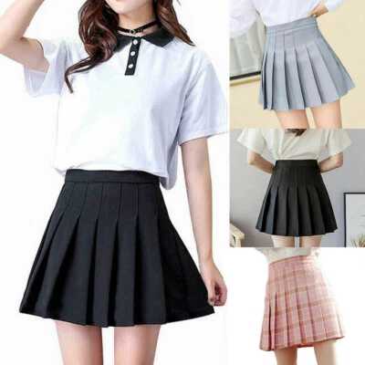 £7.99 • Buy Women High Waist Pleated Plaid Casual Tennis Style Girl Mini Skirts Skater Skirt