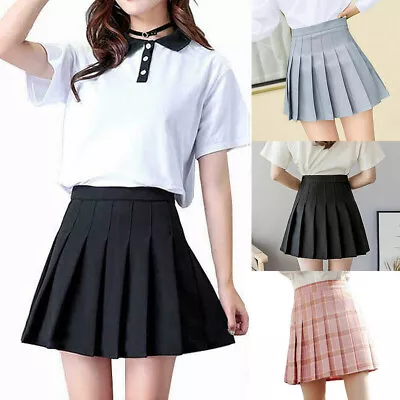 Women High Waist Pleated Plaid Casual Tennis Style Girl Mini Skirts Skater Skirt • $9.95