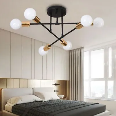 6 Way LED Hanging Ceiling Lights Living Room Bedroom Kitchen Vintage Chandeliers • £18.95