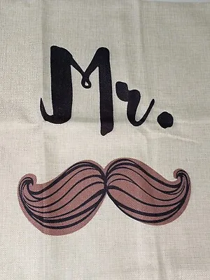 Set Of 2 Mr Mrs Bride Groom Man Wife Wedding Throw Pillow Covers Decor 17”x17”  • £10.09
