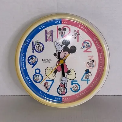 Vintage Walt Disney Mickey Mouse Wall Clock Lorus Quartz Moving Arms Works  • $14.99