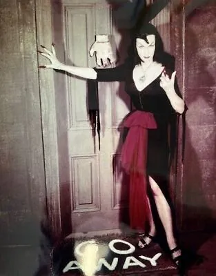 Maila Nurmi As Vampira Signales Come On In Outside Scary Door 8x10 Photo • $10.99
