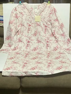 Cotton Pink Flowered Nightgown Size Large - Possibly Vintage • $15.99