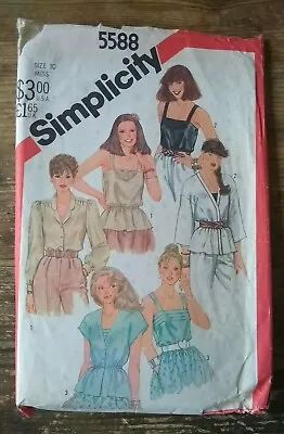 VTG 80s Simplicity 5588 Sewing Pattern Camisole And Jacket Retro Size 10 32.5  • £4.99