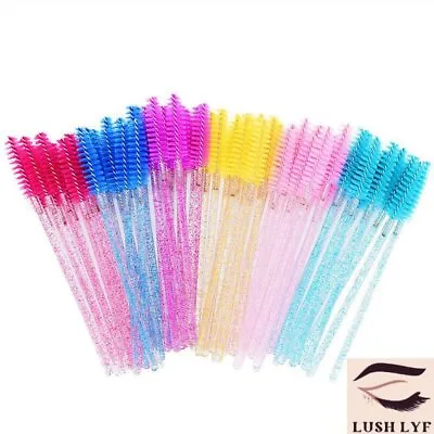 Disposable Eyelash Brush Mascara Lash Extension Wands Make Up Glitter Spoolie • £0.99